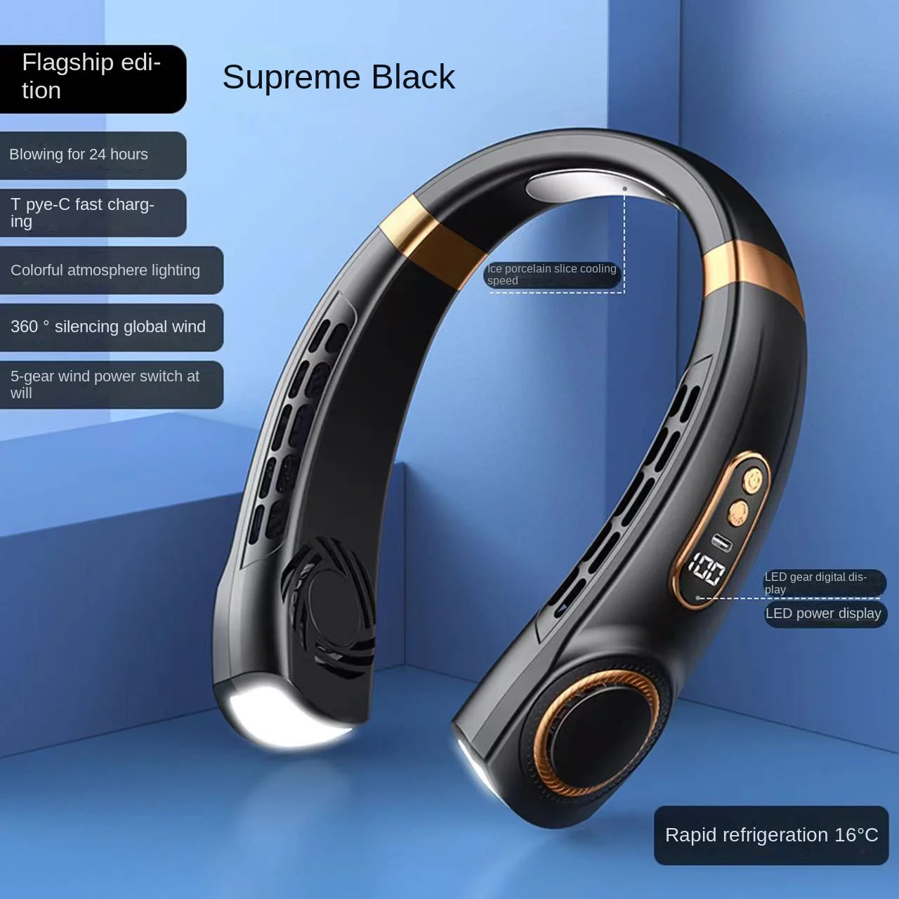 Digital Display Wearable Neck Fan - Image 6