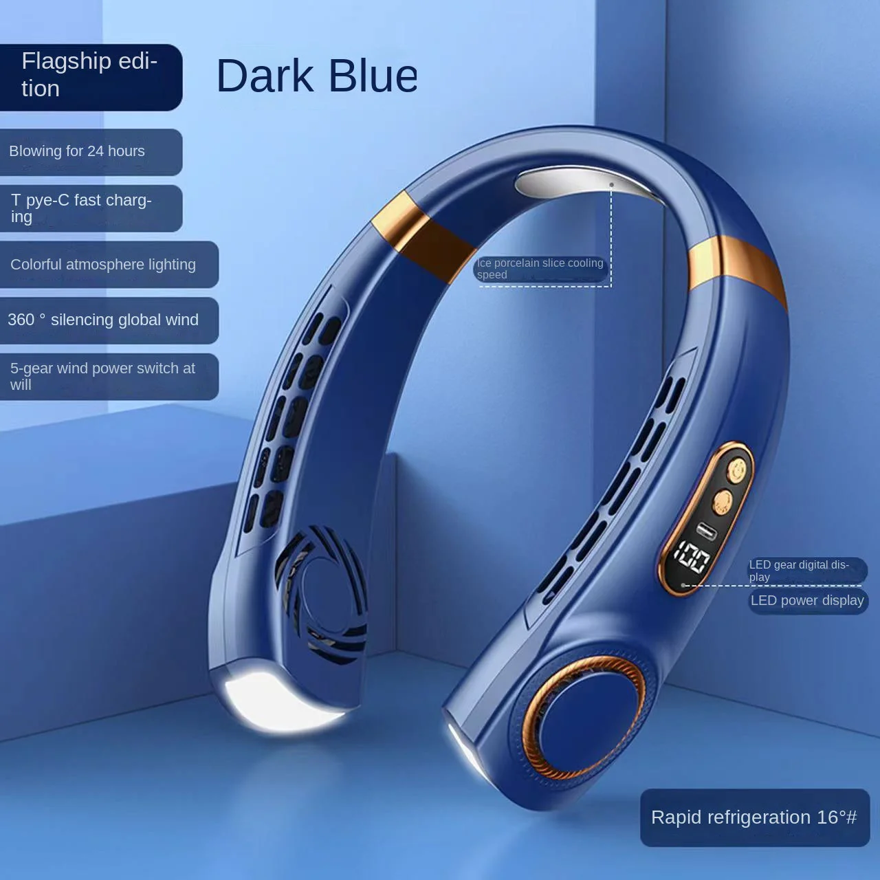 Digital Display Wearable Neck Fan - Image 8