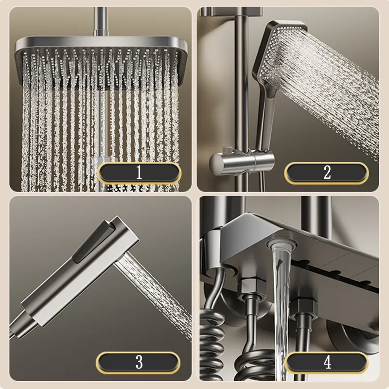 Digital Temperature Display Rain Feel Elegant Shower Set - Image 3