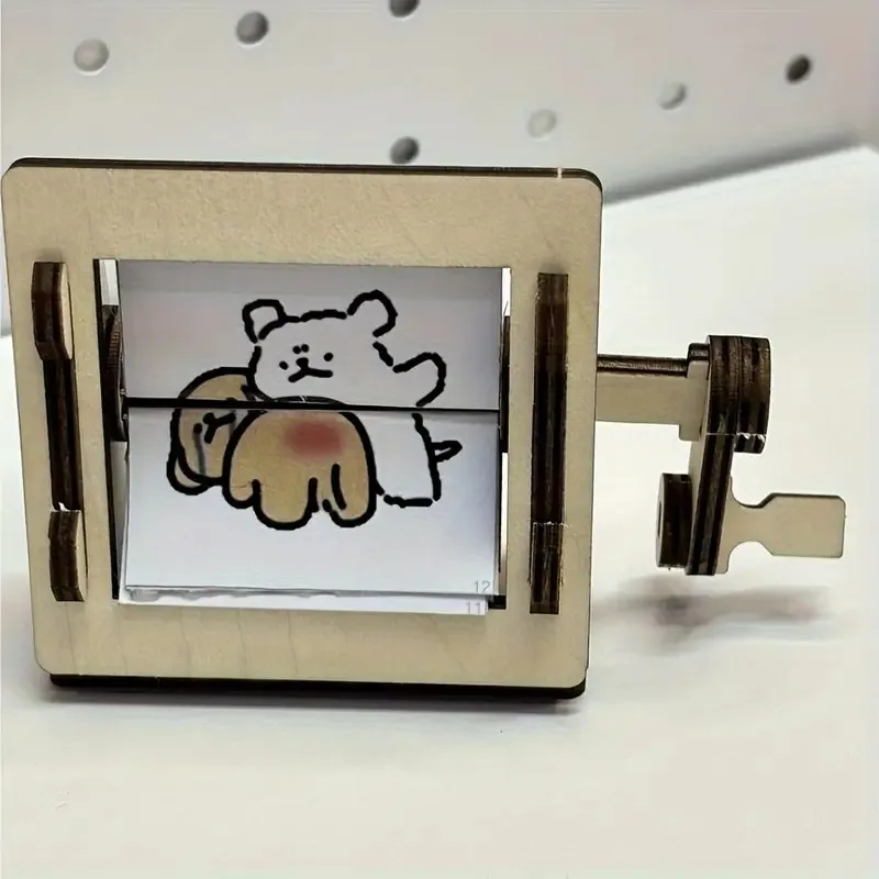 DIY Wooden Hand-Cranked Animation Machine Desktop Decor Kit - Image 5