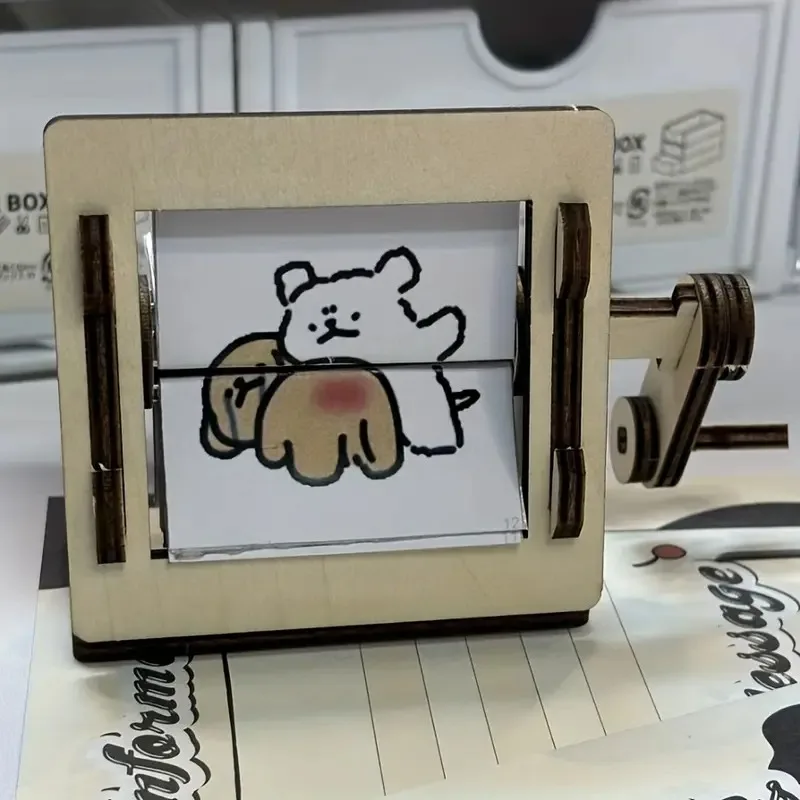 DIY Wooden Hand-Cranked Animation Machine Desktop Decor Kit - Image 6