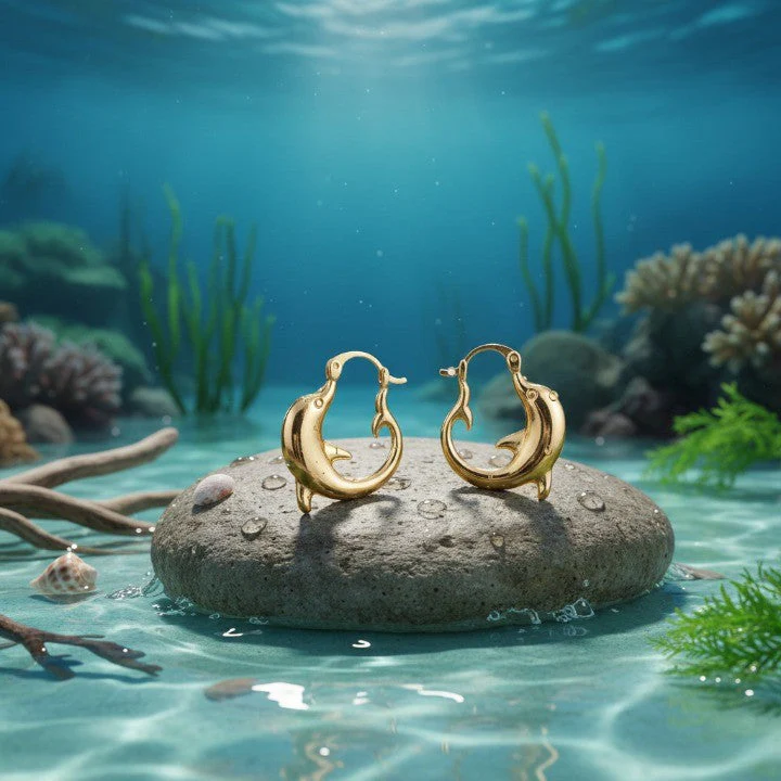 Dolphin Hoop Ocean Inspired Earrings - Image 7