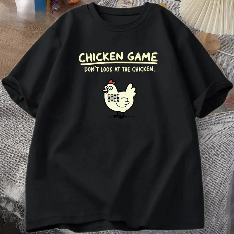 Don’t Look At The Chicken Game Funny T-Shirt - Image 2