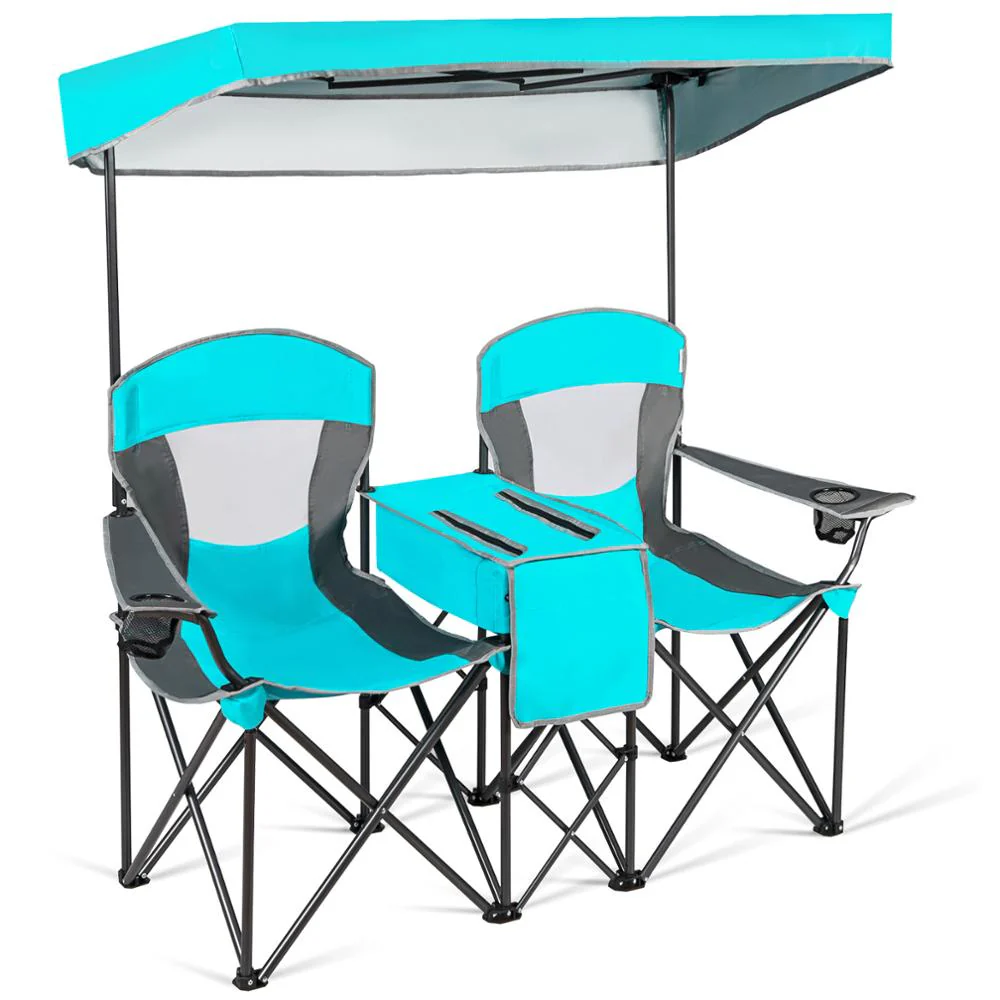 Double Folding Built-in Ice Box Camping Chair - Image 10