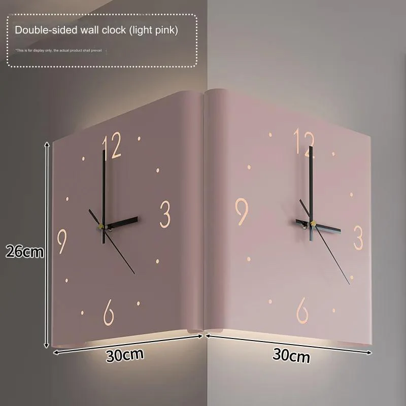 Double-Sided Illuminated Corner Silent Wall Clock - Image 5
