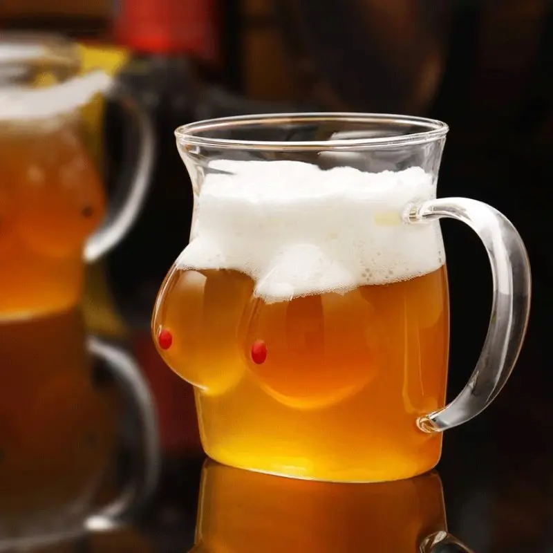 Double-Wall Chesty Shape Glass Funny Mug - Image 3