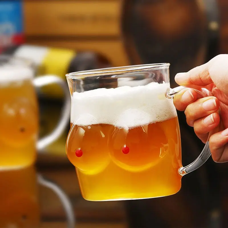 Double-Wall Chesty Shape Glass Funny Mug - Image 6