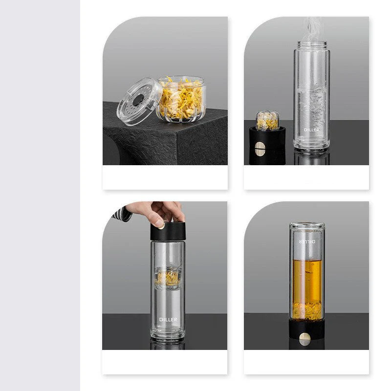 Double Wall Glass Magnetic Tea Infuser Bottle - Image 5