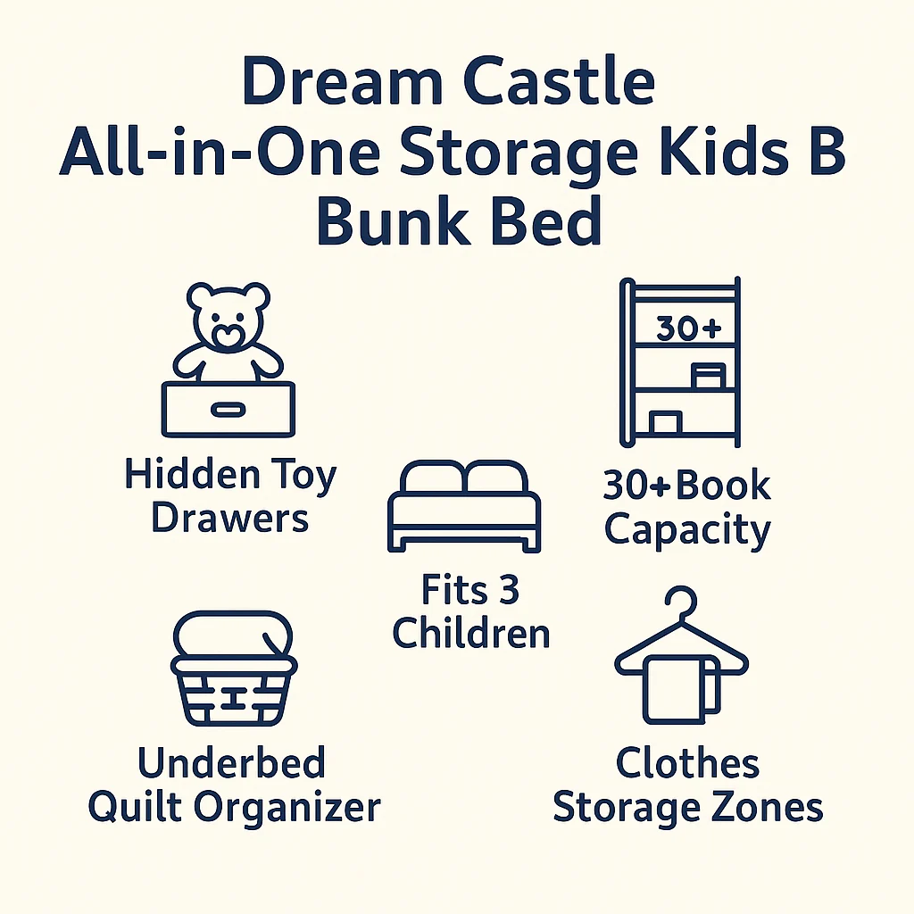 Dream Castle All-in-One Storage Kids Bunk Bed - Image 6