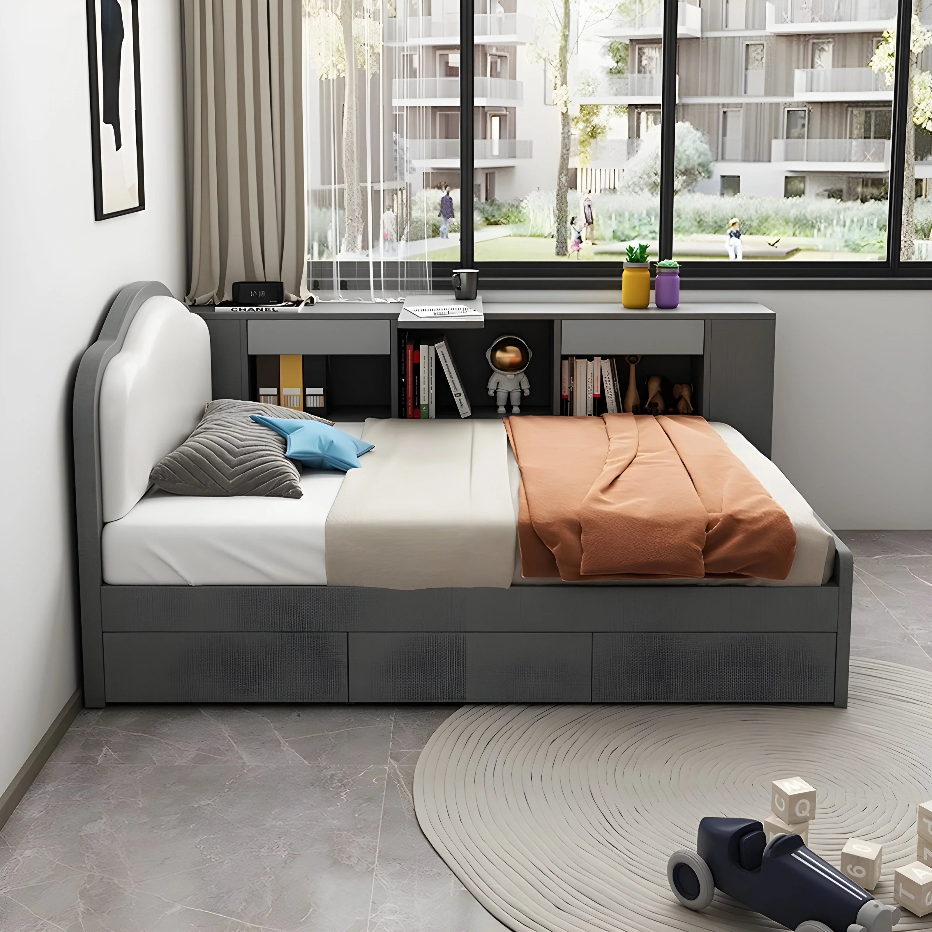 Dream House Loft Desk Storage Multifunctional Bed - Image 4