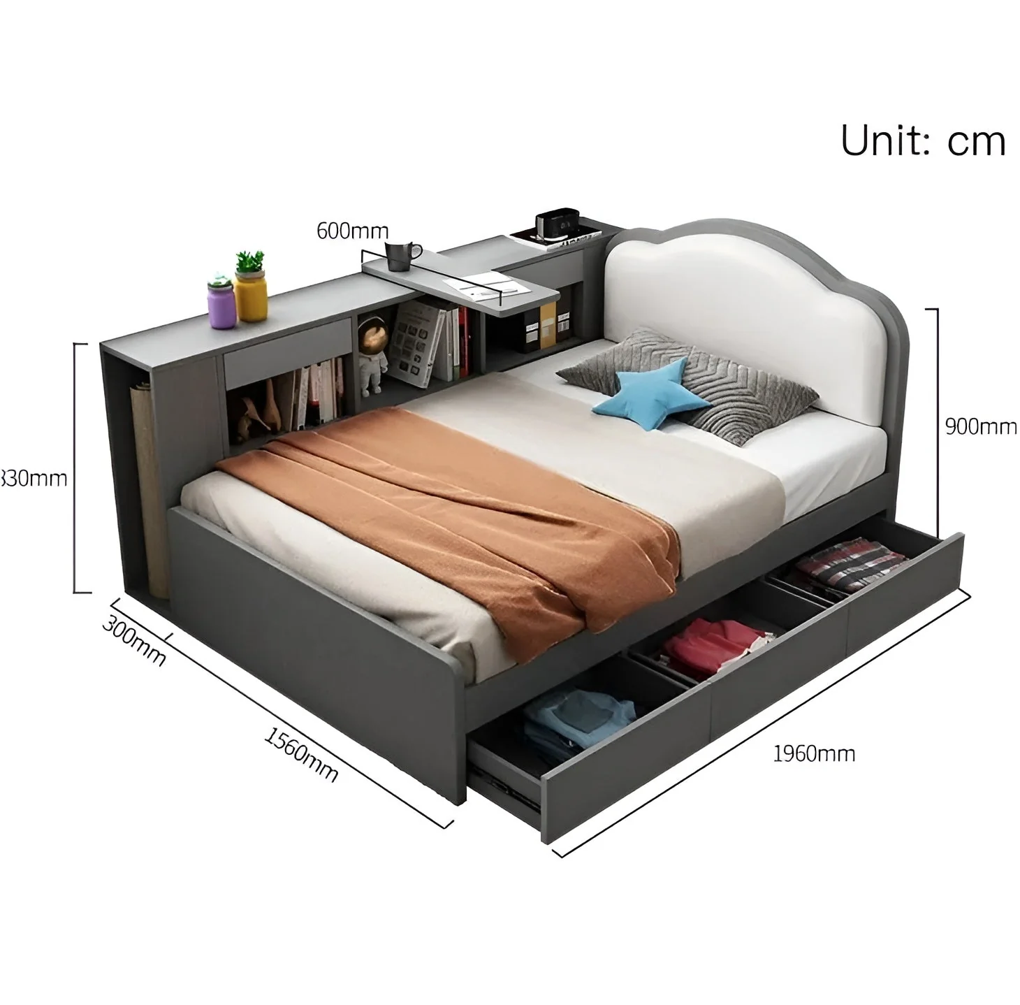Dream House Loft Desk Storage Multifunctional Bed - Image 6