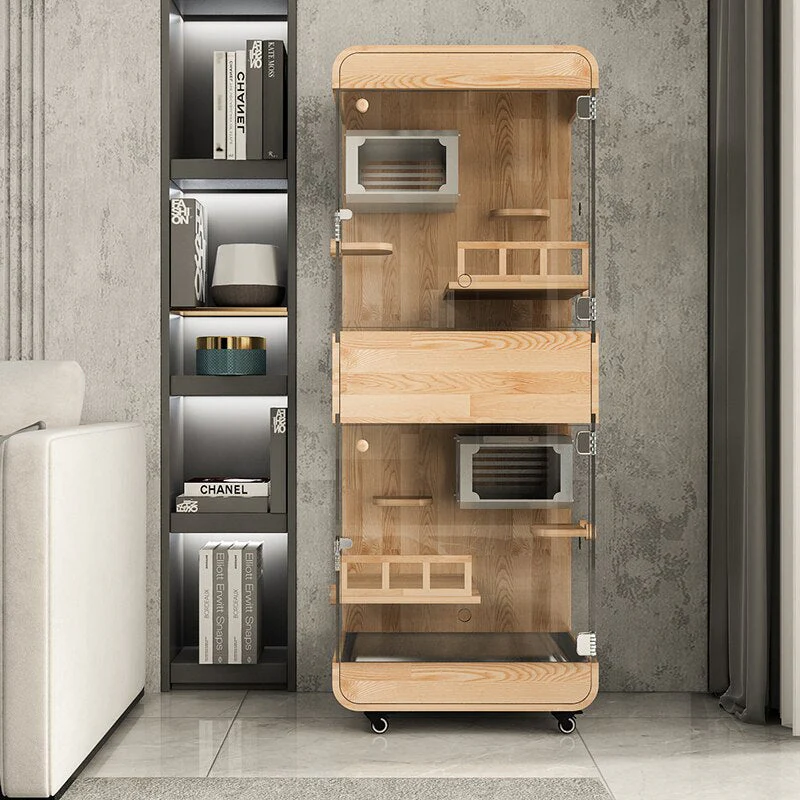 Dreamscape Panoramic Transparent Solid Wood Pet House - Image 3