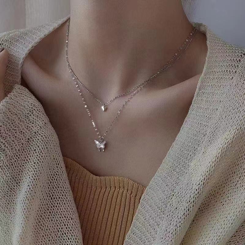 Dreamy Wings Silver Double Layer Necklace - Image 8