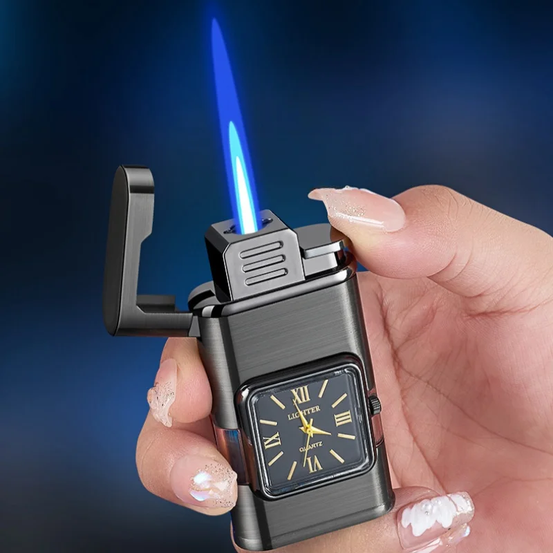 Dual Flame Built-in Watch Butane Gas Lighter - Image 4