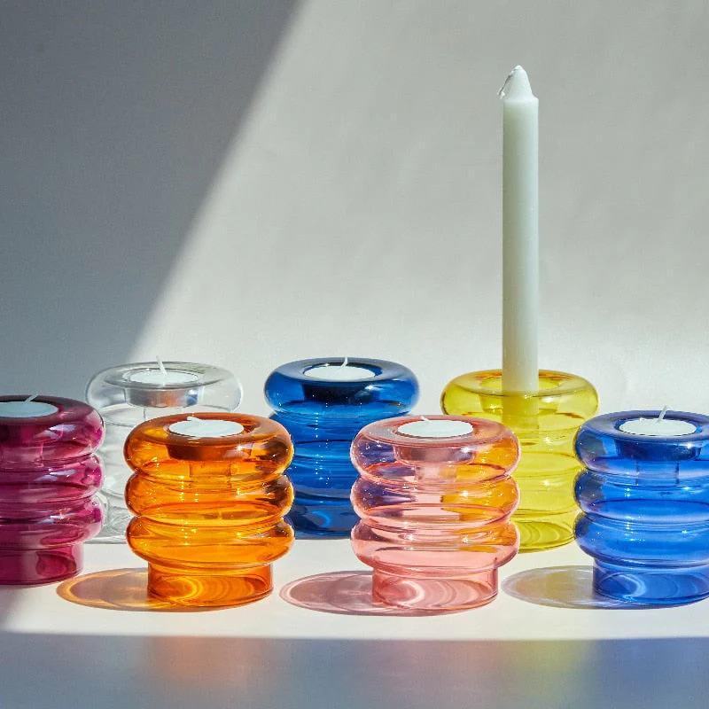 Dual Glass Spiral Candle Holder - Image 2