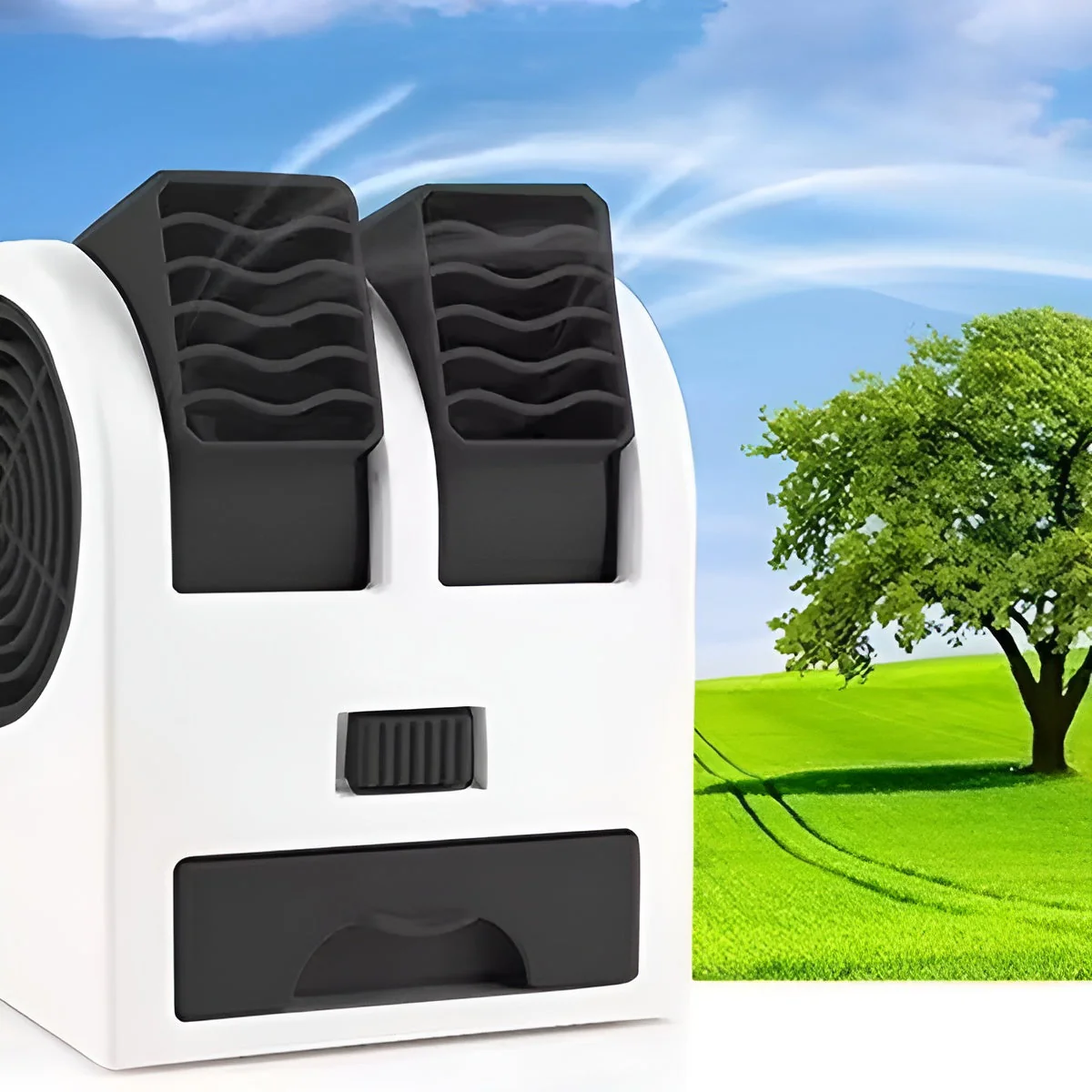 Dual-Outlet Turbo Cooling Desk Humidifier Fan - Image 2