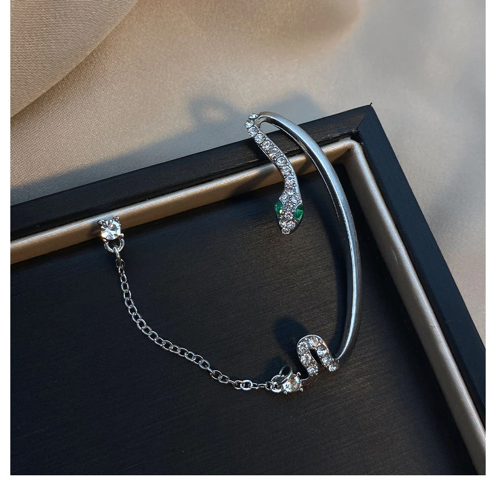 Ear Clip Dangle Snake Hoop Earrings - Image 9