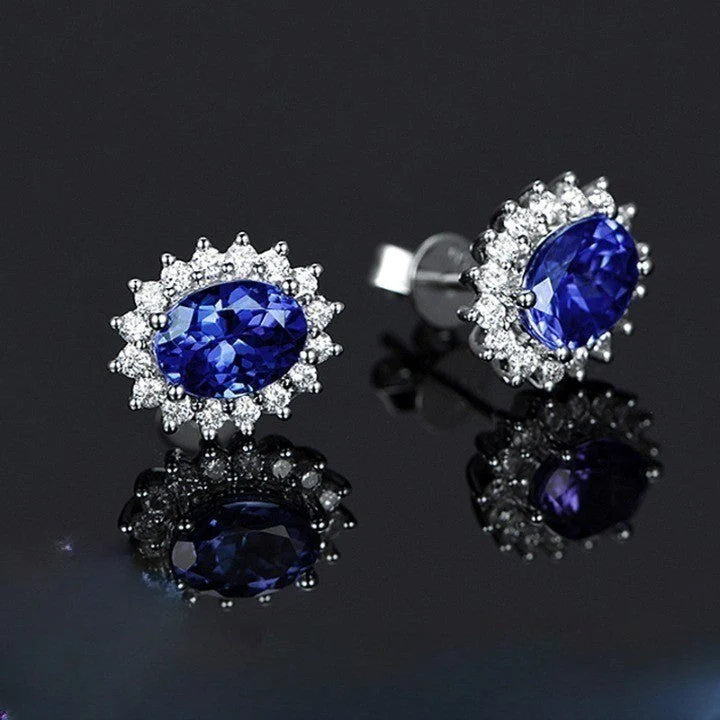 Eastern Aura Oval Blue Gem Earring - Image 5