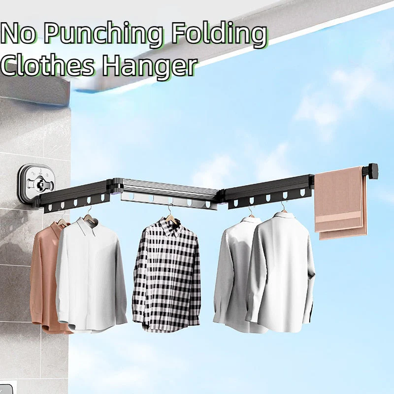 Easy Hang Wall-Mounted No-Punch Retractable Laundry Rack - Image 3
