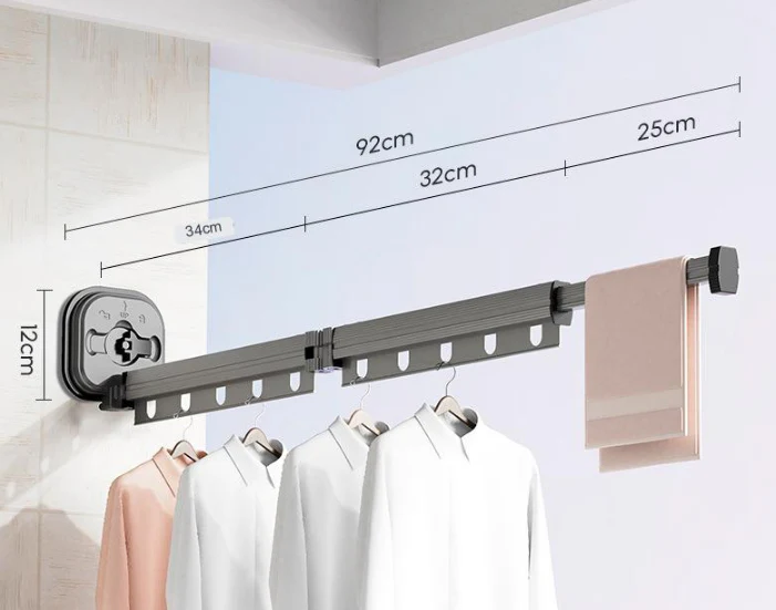 Easy Hang Wall-Mounted No-Punch Retractable Laundry Rack - Image 9