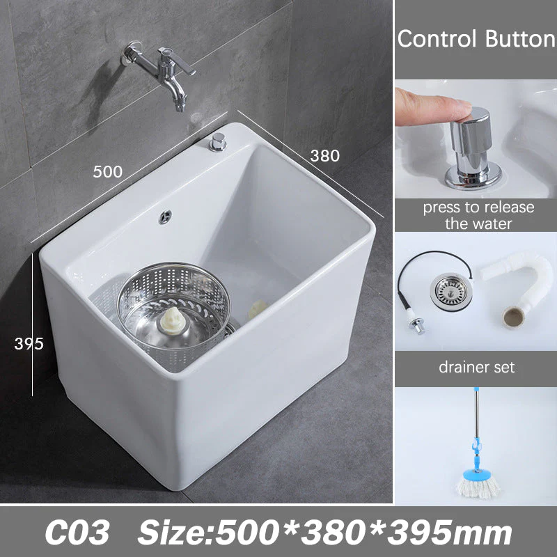 Easy Hygiene Rectangle Ceramic Floor Mop Sink - Image 3
