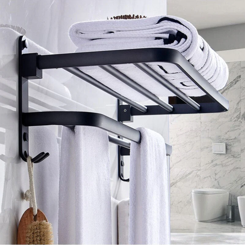 Easy Organizer Bathroom Aluminum Foldable Towel Rack - Image 2