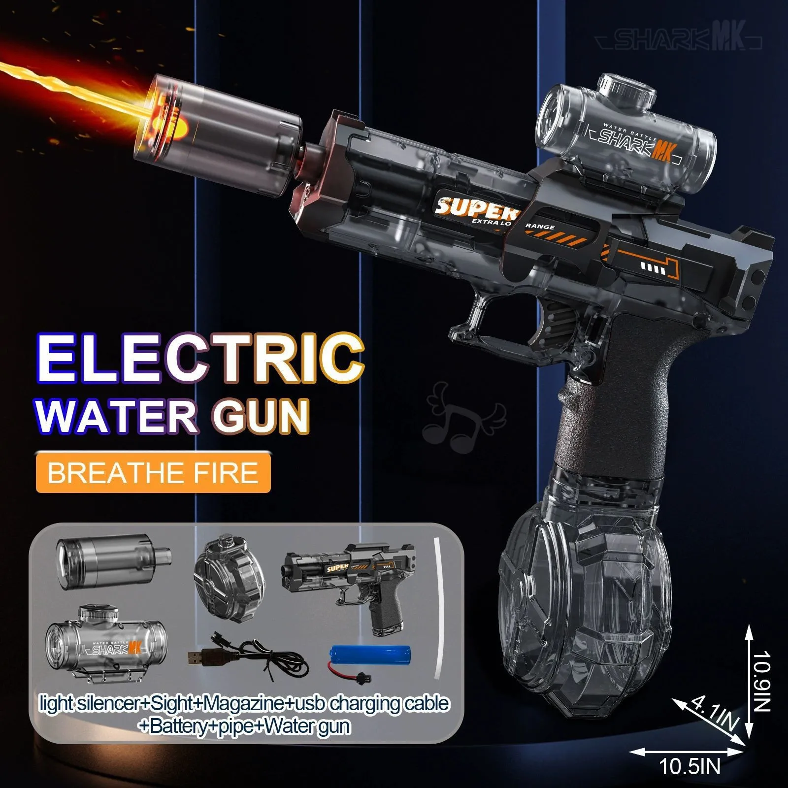 Electric Flame Effect Water Spray Blaster Toy Gun - Image 10
