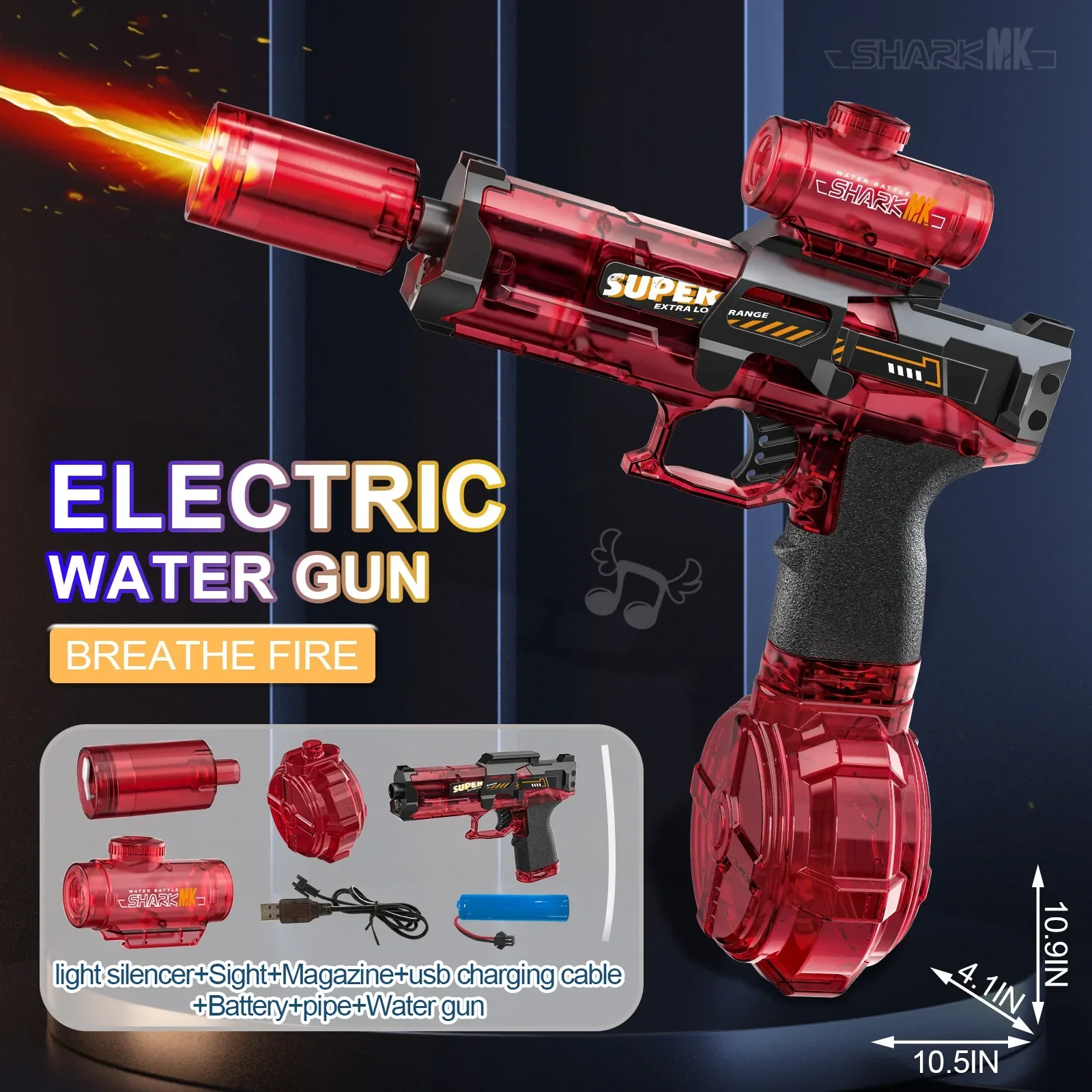 Electric Flame Effect Water Spray Blaster Toy Gun - Image 9