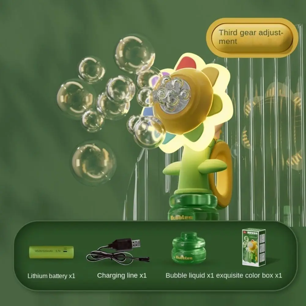 Electric Sunflower-Shaped Portable Kids Fun Bubble Maker Toy - Image 13