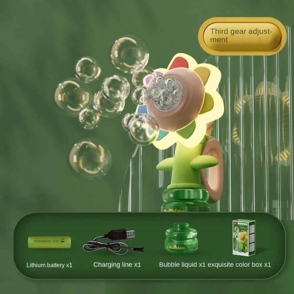 Electric Sunflower-Shaped Portable Kids Fun Bubble Maker Toy - Image 14