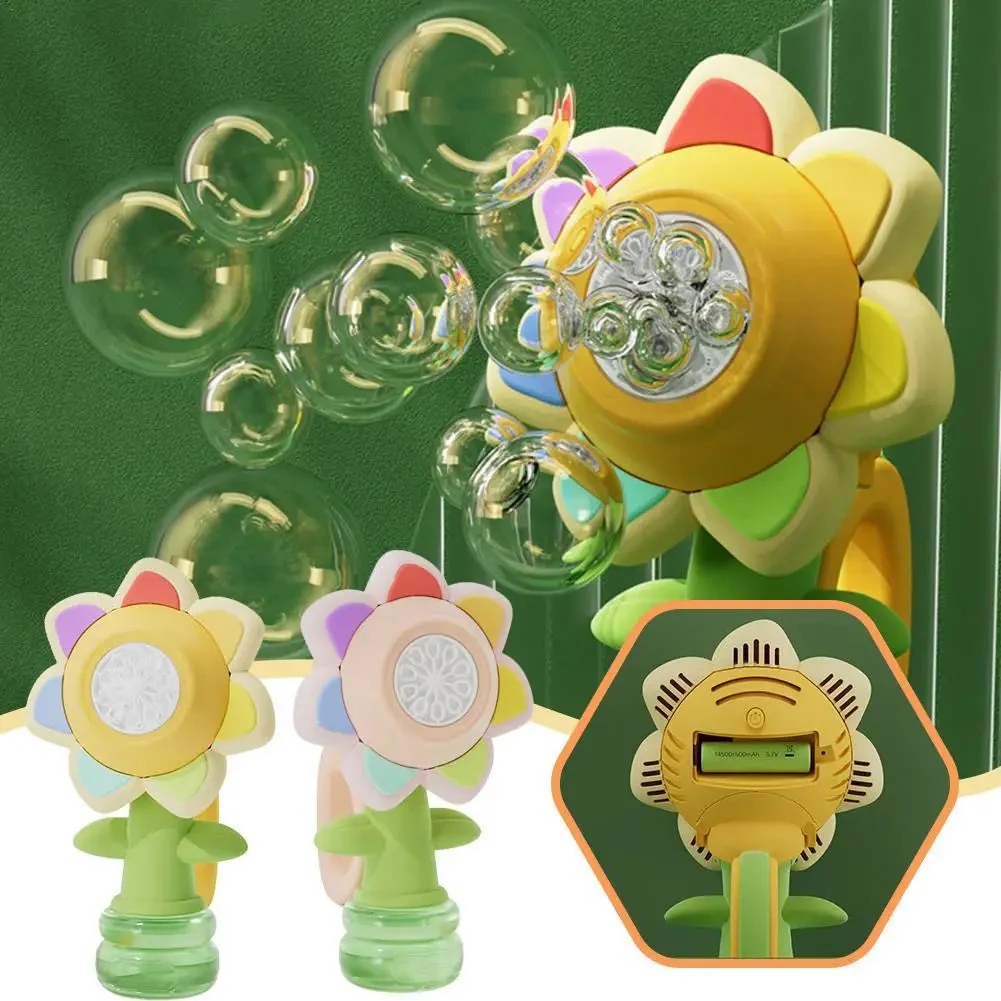 Electric Sunflower-Shaped Portable Kids Fun Bubble Maker Toy - Image 8