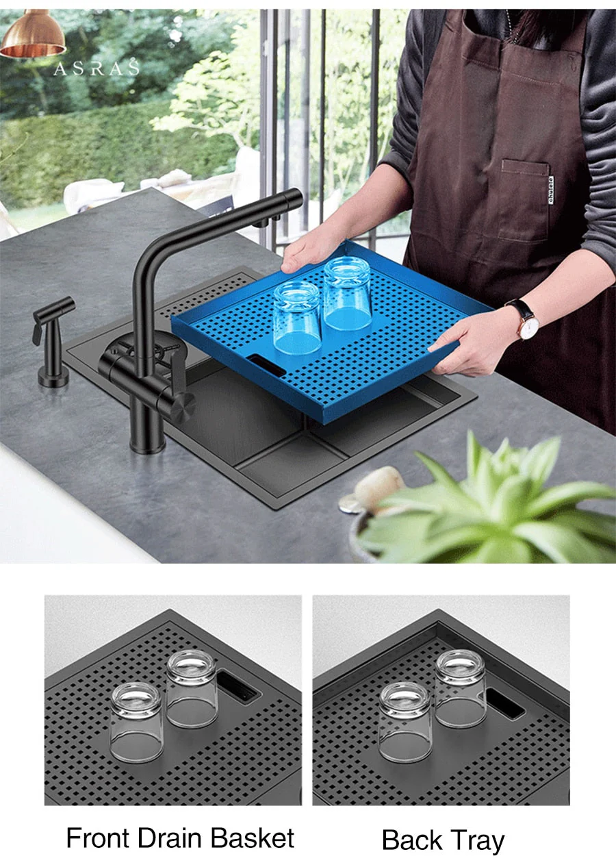 Elegant Black Nano Smart Kitchen Sink - Image 5