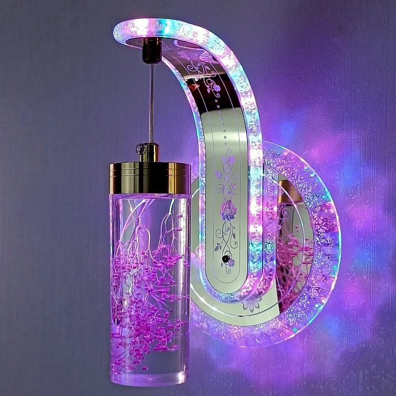 Elegant Crystal Flower Dimming Wall Lamp - Image 9