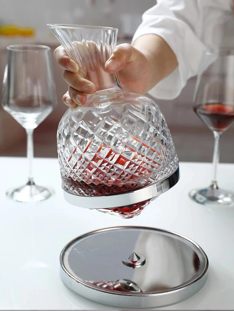 Elegant Crystal Spinning Glass Wine Decanter - Image 5