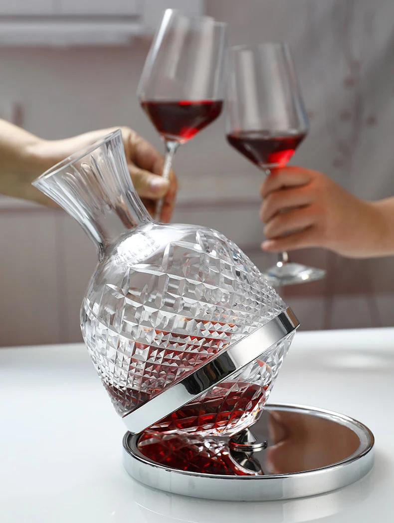 Elegant Crystal Spinning Glass Wine Decanter - Image 6
