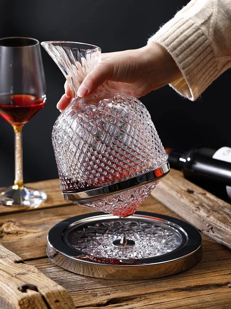 Elegant Crystal Spinning Glass Wine Decanter - Image 8