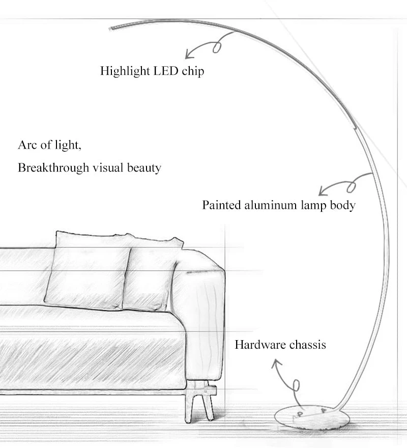Elegant Curved LED Corner Floor Lamp - Image 8