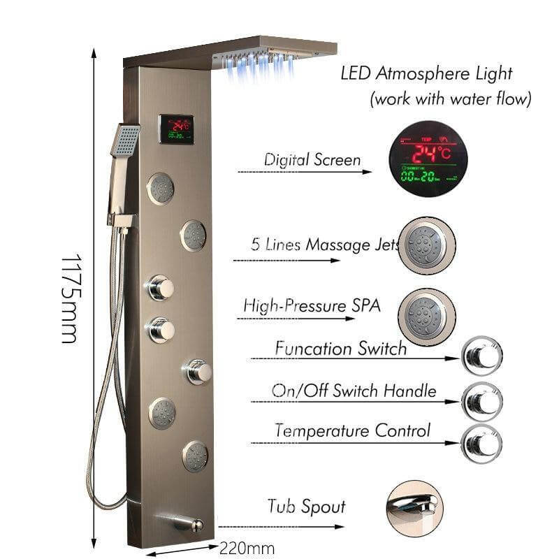 Elegant Digital Massage System Digital Led Panel Shower Sets - Image 9