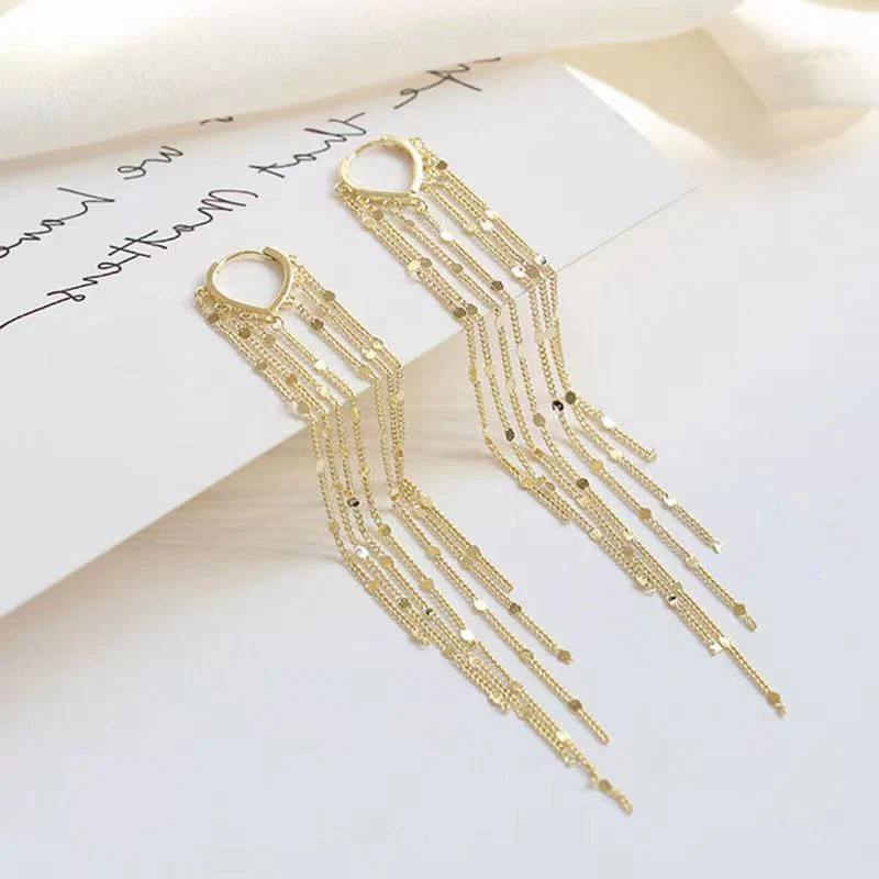 Elegant Flow Long Metal Tassel Earrings - Image 7