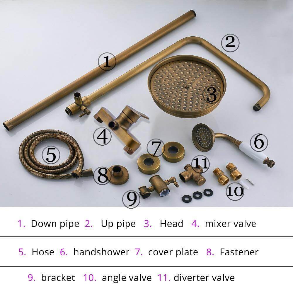 Elegant Luxury Antique Rainfall Bathroom Shower Set - Image 17