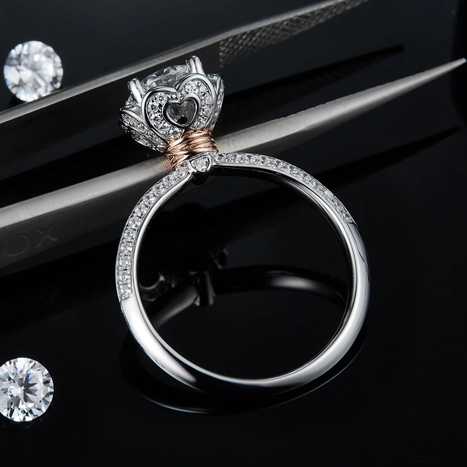 Elegant Luxury Handmade Silver Moissanite Women Ring - Image 3