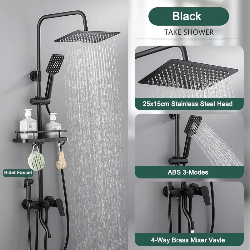 Elegant Piano Style Rainfall Bathroom Shower Set - Image 12