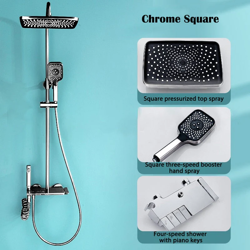 Elegant Piano Style Rainfall Bathroom Shower Set - Image 18