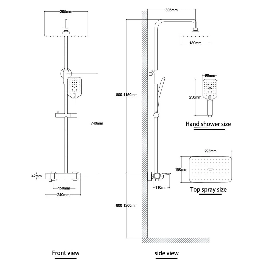 Elegant Piano Style Rainfall Bathroom Shower Set - Image 7