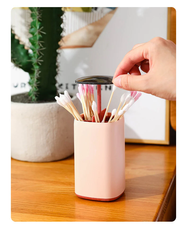Elegant Pop-Up Toothpick Cotton Swab Storage Dispenser - Image 2