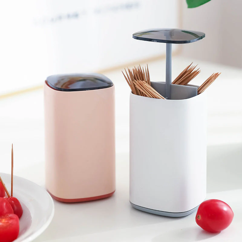 Elegant Pop-Up Toothpick Cotton Swab Storage Dispenser - Image 4