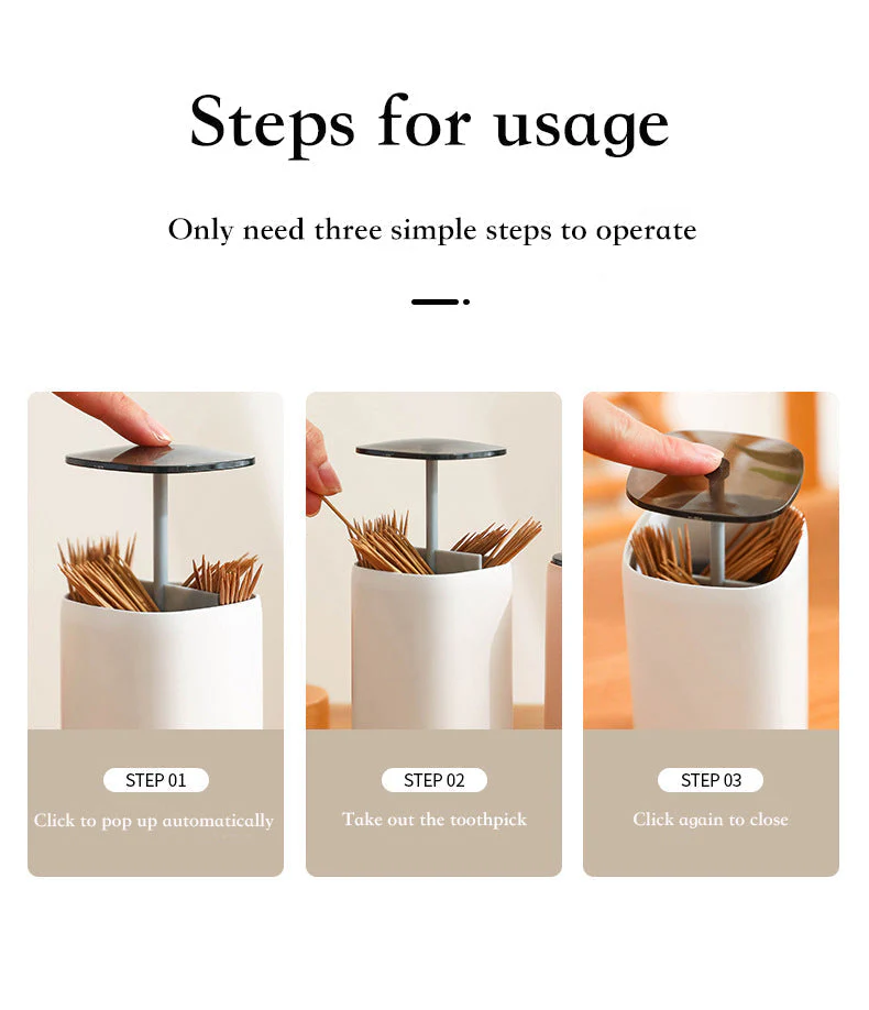 Elegant Pop-Up Toothpick Cotton Swab Storage Dispenser - Image 7