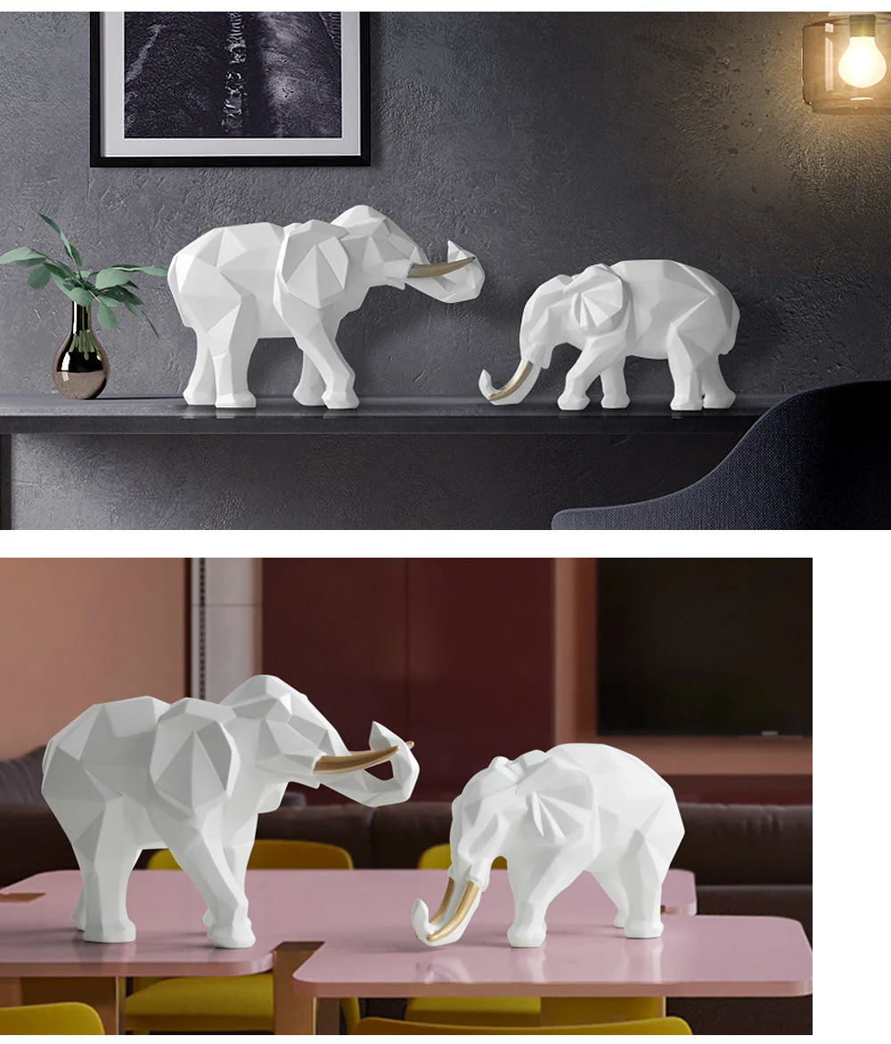 Elegant Resin Modern Elephant Statue - Image 3