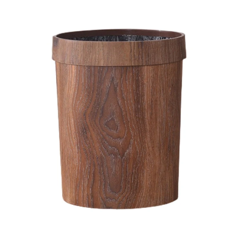 Elegant Retro Wooden Grain Trash Can - Image 5
