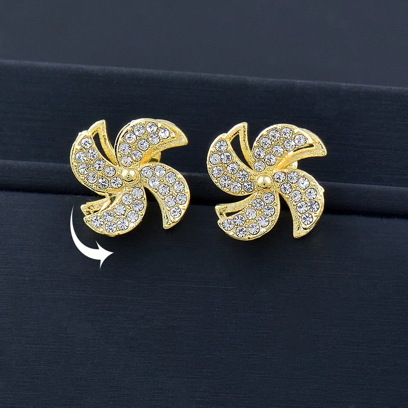 Elegant Rotatable Windmill Flower Earrings - Image 6